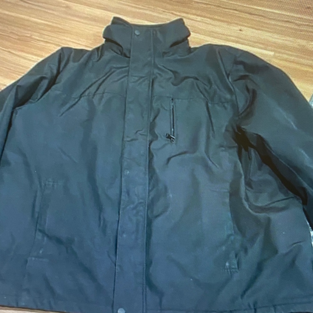 Calvin Klein Men's Black Waterproof Rain Jacket with High Collar